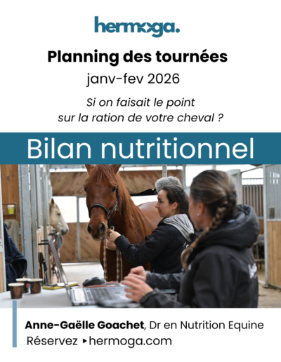 Planning des déplacements d'Anne-Gaëlle Goachet pour les bilans nutritionnels à domicile ou en écurie.